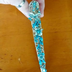 Silver Blue Butterfly Decorative Hair Clip